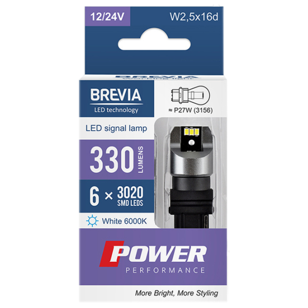 Lampă auto Brevia Power Performance LED / P27W / W2.5x16d / 27 W /  photo 1 Lampă auto Brevia Power Performance LED / P27W / W2.5x16d / 27 W /  photo 1