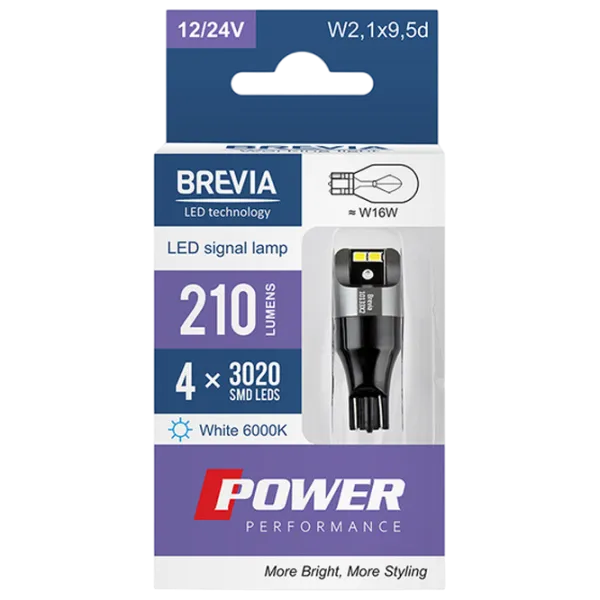 Автомобильная лампа Brevia Power Performance светодиодная / W16W / W2.1x9.5d / 16 Вт /  photo 5 Автомобильная лампа Brevia Power Performance светодиодная / W16W / W2.1x9.5d / 16 Вт /  photo 5