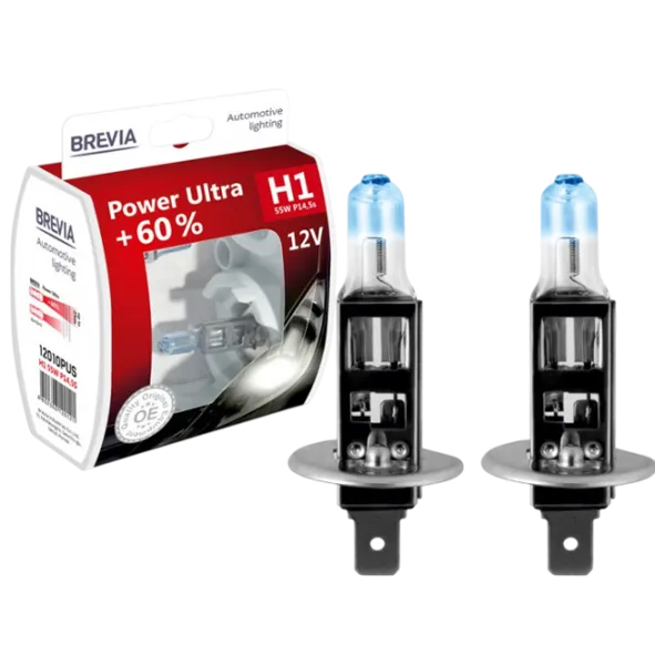 Автомобильная лампа Brevia Power Ultra +60% Галоген / H1 / P14.5s / 55 Вт /  photo 1