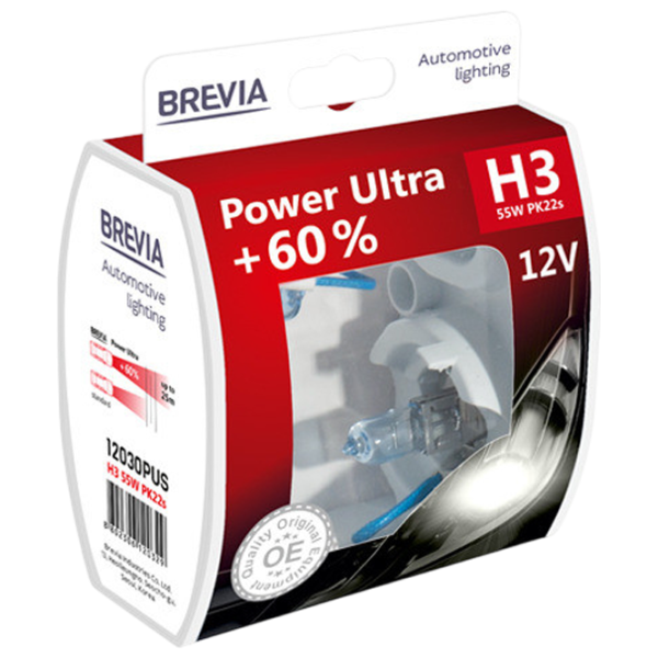 Автомобильная лампа Brevia Power Ultra +60% Галоген / H3 / PK22s / 55 Вт /  photo 1