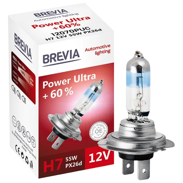 Автомобильная лампа Brevia Power Ultra +60% Галоген / H7 / PX26d / 55 Вт /  photo 1 Автомобильная лампа Brevia Power Ultra +60% Галоген / H7 / PX26d / 55 Вт /  photo 1