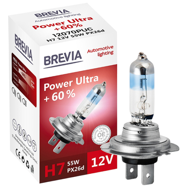Автомобильная лампа Brevia Power Ultra +60% Галоген / H7 / PX26d / 55 Вт /  photo 1 Автомобильная лампа Brevia Power Ultra +60% Галоген / H7 / PX26d / 55 Вт /  photo 1