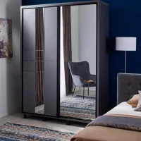 Шкаф Ambianta Rio 160 x 58см x 224 / ЛДСП / Графитовый