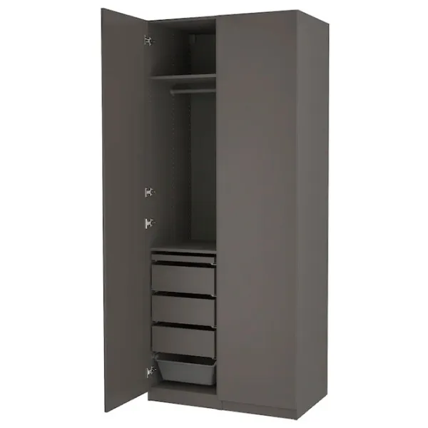 Шкаф Ikea Pax/Forsand 100 x 60см x 236.4 / ДСП / Темно серый photo 1