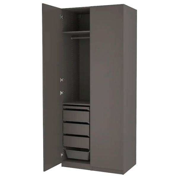 Шкаф Ikea Pax/Forsand 100 x 60см x 236.4 / ДСП / Темно серый photo 1