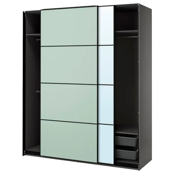 Шкаф Ikea Pax/Mehamn/Auli 200 x 66см x 236.4 / ДСП / Темно серый photo 1