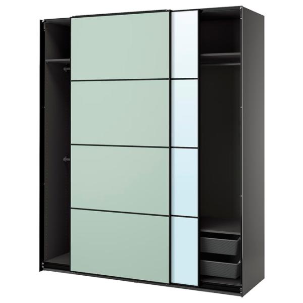 Шкаф Ikea Pax/Mehamn/Auli 200 x 66см x 236.4 / ДСП / Темно серый photo 1