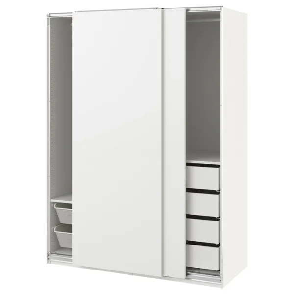 Шкаф Ikea Pax/Hasvik 150 x 66см x 201 / ДСП / Белый photo 1