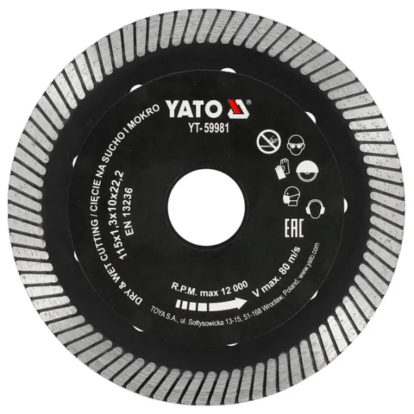 Алмазный отрезной диск Yato YT59981  photo 1