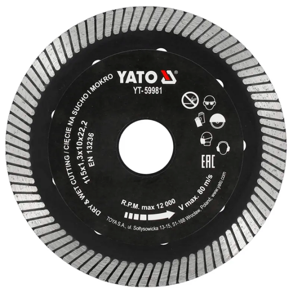 Алмазный отрезной диск Yato YT59981  photo 1