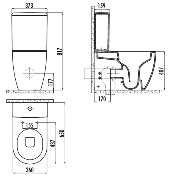 Vas WC Creavit Free RimOff FE361-11CB Pe podea photo 3 Vas WC Creavit Free RimOff FE361-11CB Pe podea photo 3