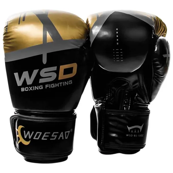 Боевые перчатки Woesa WSDS85 Бокс / Дети / 8 oz / Черно-Золотой photo 1