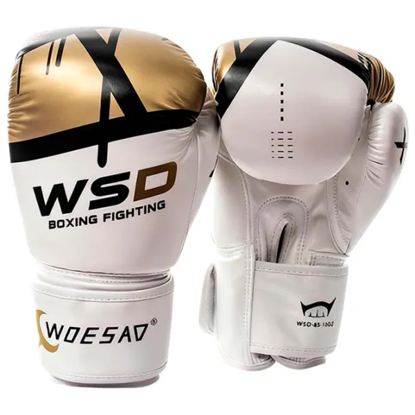 Боевые перчатки Woesa WSDS85 Бокс / Дети / 8 oz / Белый-Золотой photo 1 Боевые перчатки Woesa WSDS85 Бокс / Дети / 8 oz / Белый-Золотой photo 1