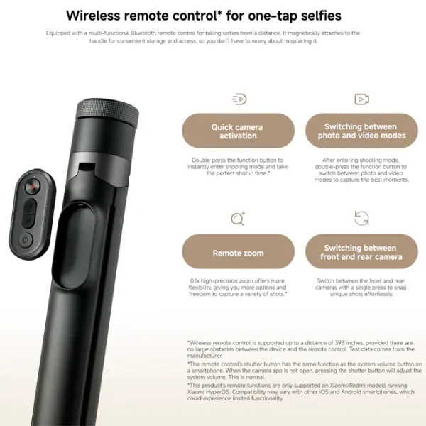 Selfie Stick Xiaomi Zoom Floor Bluetooth / Black photo 5