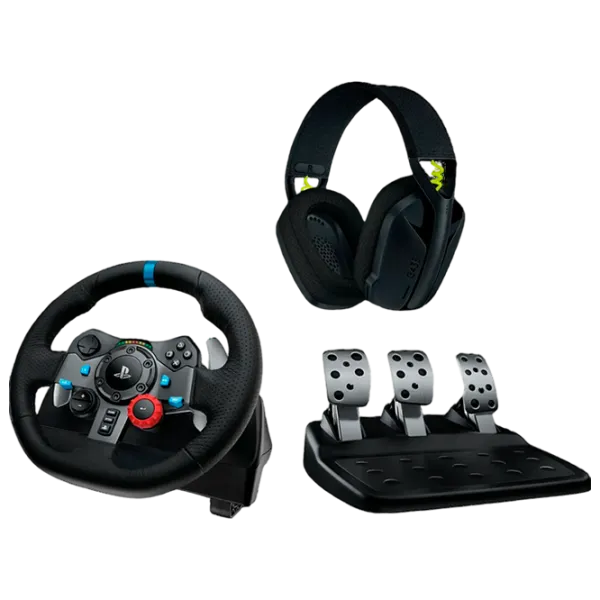Volan Logitech Driving Force Racing G29 + Gaming Wireless Headset G435 Cu fir / 21 buttons / Black photo 1