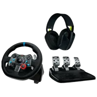 Руль Logitech Driving Force Racing G29 + Gaming Wireless Headset G435 Проводная / 21 buttons / Черный