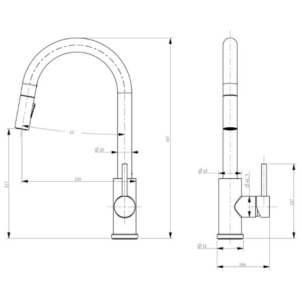 Baterie pentru bucătărie SanDonna Cami Mono comandă / extractibilă / Alamă / Nickel photo 2 Baterie pentru bucătărie SanDonna Cami Mono comandă / extractibilă / Alamă / Nickel photo 2