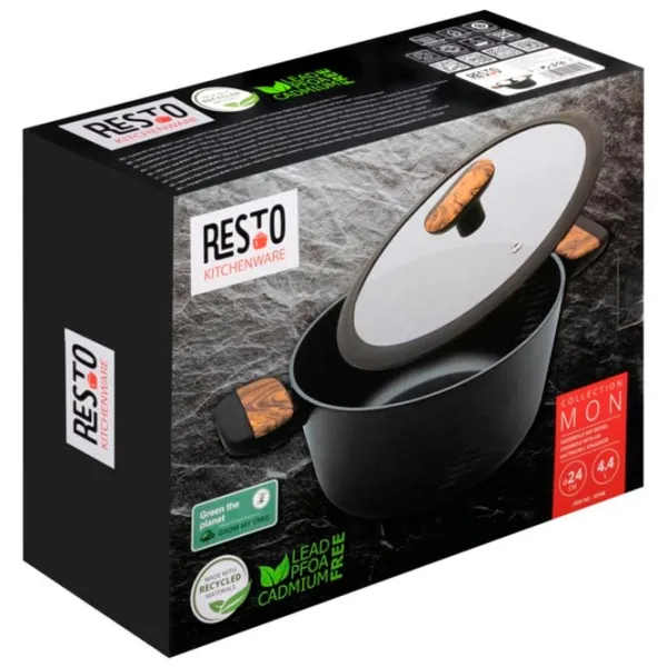 Кастрюля Resto Pot with lid 4.4л Алюминий / Черный photo 10