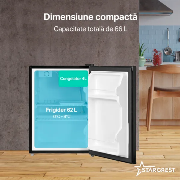 Frigider Starcrest SF-660BLK cu congelator sus 66 l / 63 cm / Black photo 3