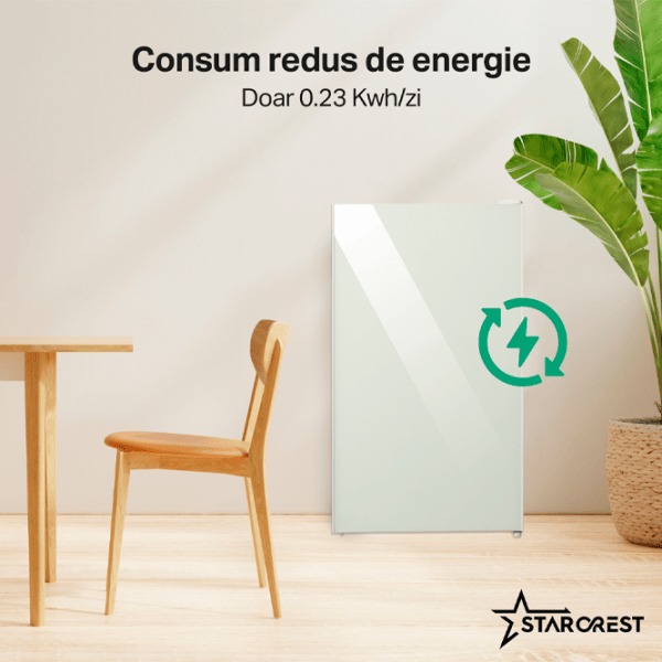 Frigider Starcrest SF-91GLS-WHE cu congelator sus 91 l / 83 cm / White Glass photo 4