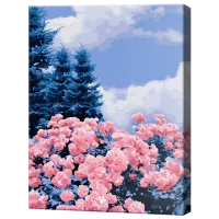 Pictură pe numere Art Gallery Flori și brazi GX45836 50 x 40 cm / Verticală