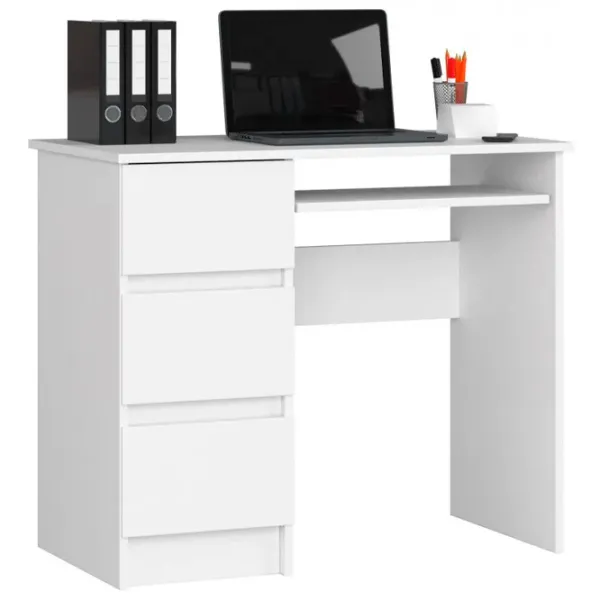 Masă de birou Akord A-6 Left PAL melaminat/ White photo 1