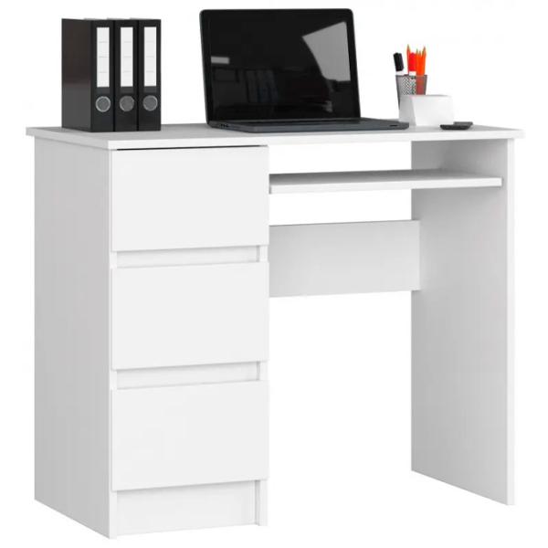 Masă de birou Akord A-6 Left PAL melaminat/ White photo 1