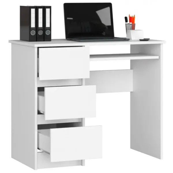 Masă de birou Akord A-6 Left PAL melaminat/ White photo 2