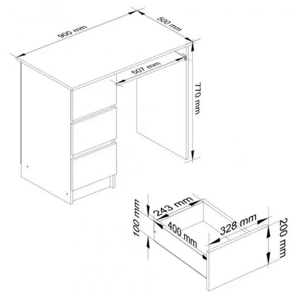 Masă de birou Akord A-6 Left PAL melaminat/ White photo 5