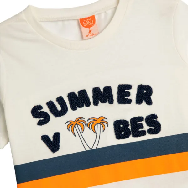 Tricou pentru băieți Koton 4SMB10155TK 80 / Ecru photo 3