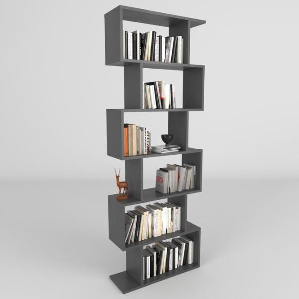 Стеллаж Fabulous Zigzag 6 Shelves 192.6 x 70 x 24см cm / ДСП / Anthracite photo 1