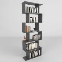 Etajeră Fabulous Zigzag 6 Shelves 192.6 x 70 x 24 cm / DSP / Anthracite