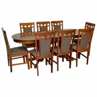 Обеденные стол со стульями Evelin HV-31N Овальная / Дерево / Горелый дуб