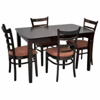 Обеденные стол со стульями Evelin HV-27V Прямоугольная / Дерево / Chocolate