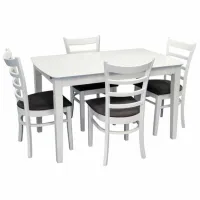 Set masă și scaune Evelin HV-27V Dreptunghiulară / Lemn / White