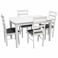 Обеденные стол со стульями Evelin HV-27V Прямоугольная / Дерево / Белый