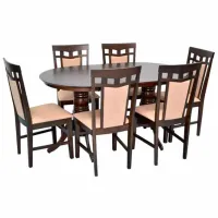 Обеденные стол со стульями Evelin HV-24V+6 Овальная / Дерево / Chocolate