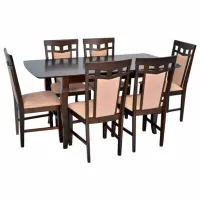 Обеденные стол со стульями Evelin HV-29V + 6 Прямоугольная / Дерево / Chocolate