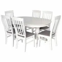 Обеденные стол со стульями Evelin HV-33V White + 8 Овальная / Дерево / Белый