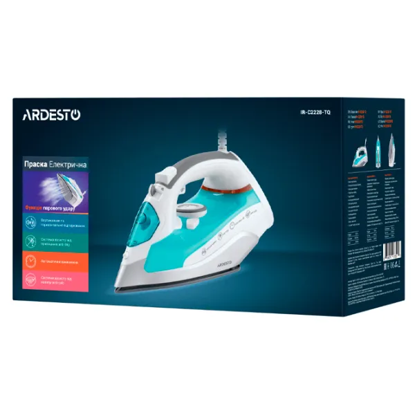 Утюг Ardesto IR-C2228-TQ Классический / 2200 Вт / Белый photo 7 Утюг Ardesto IR-C2228-TQ Классический / 2200 Вт / Белый photo 7