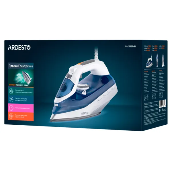 Fier de călcat Ardesto IR-C2232-BL Clasic / 2200 W / White photo 8 Fier de călcat Ardesto IR-C2232-BL Clasic / 2200 W / White photo 8