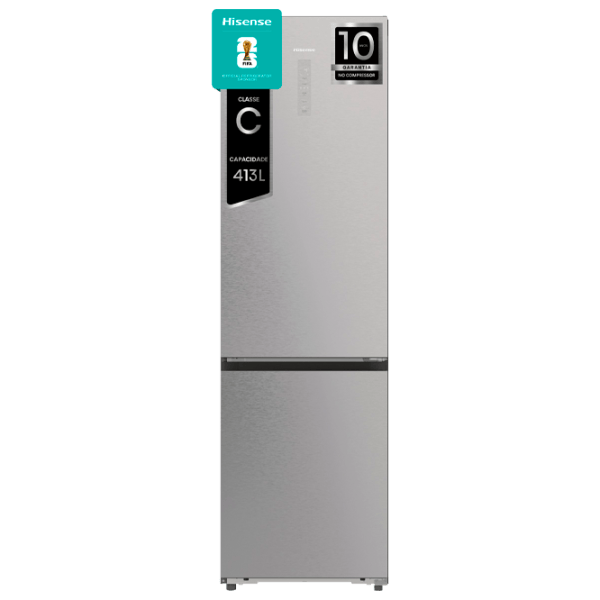 Frigider Hisense RB5P410SACC cu congelator jos 413 l / 203 cm / Inox photo 1 Frigider Hisense RB5P410SACC cu congelator jos 413 l / 203 cm / Inox photo 1