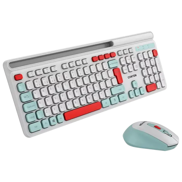 Tastatura & Mouse Canyon HSET-W5 Fără fir / White photo 4