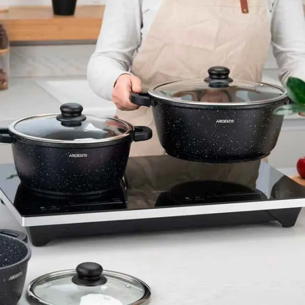 Cratiță Ardesto Pot with lid 4.4l Aluminiu / Black photo 2