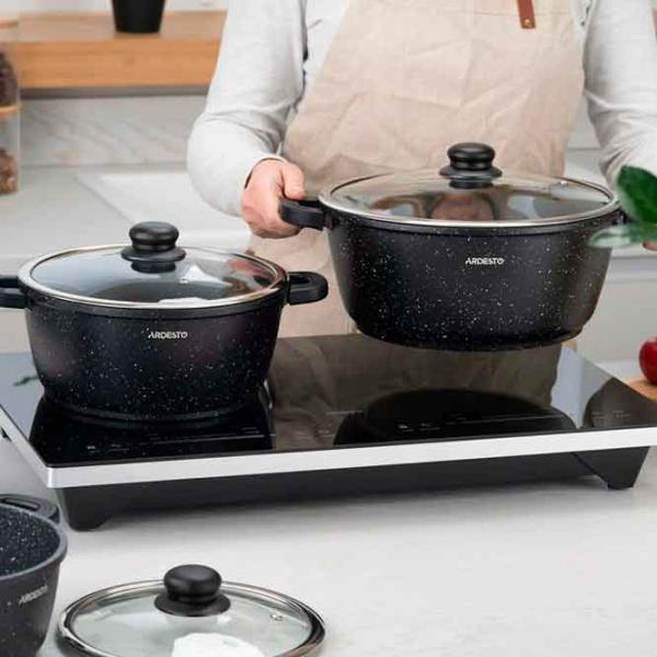 Cratiță Ardesto Pot with lid 4.4l Aluminiu / Black photo 2