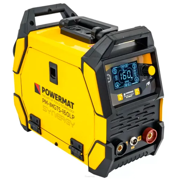 Aparat de sudat Powermat PM-IMGTS-160LP 220 V semiautomat (MIG/MAG), cu electrod (MMA), cu gaz inert (TIG) / Yellow photo 1