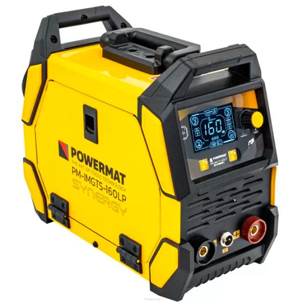 Aparat de sudat Powermat PM-IMGTS-160LP 220 V semiautomat (MIG/MAG), cu electrod (MMA), cu gaz inert (TIG) / Yellow photo 1