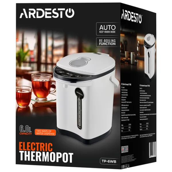 Термопот Ardesto TP-6WB 5л / 750 Вт / Белый photo 8