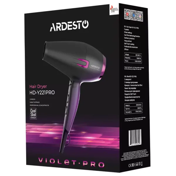 Uscător de păr Ardesto HD-Y221PRO 2100 W / Black photo 7 Uscător de păr Ardesto HD-Y221PRO 2100 W / Black photo 7