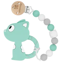 Держатель для пустышки круглая Kikka Boo Cat Унисекс / 0 месяцев - / Латекс, силикон / Мятный